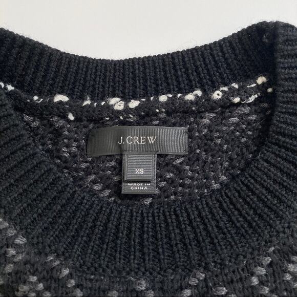 J. Crew Sweater Mix Stitch Blanket XS Black White - Picture 6 of 12